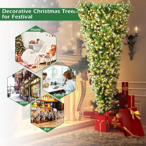Vista 5 de DREAMADE Árbol de Navidad artificial de 7.5 pies con 1100 puntas de ramas de PVC, 400 luces LED, 8 modos de iluminación, fácil montaje, ideal