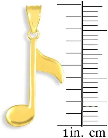 Vista 2 de 10k and 14k Yellow Gold Eighth Note Pendant