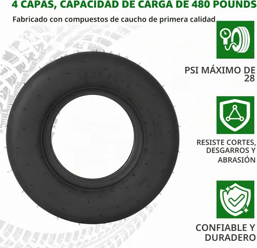 Vista 4 de AR-PRO (2-Pack) Neumáticos para cortacésped de 13X6.50-6, neumático de repuesto de 13X6.5-6 para tractor de césped, neumático para cortacésped sin