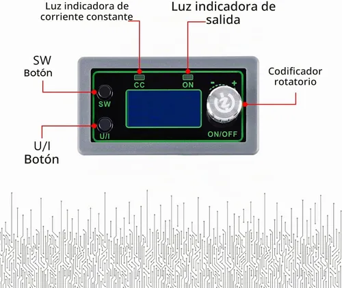 Vista 5 de Módulo de fuente de alimentación ajustable CNC Buck, convertidor de banco ajustable 50 V 20 A 1000 W voltaje y amperímetro regulador de voltaje CC