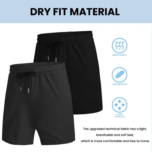 Vista 4 de COOFANDY - Paquete de 2pantalones cortos de entrenamiento para hombre, diseño con bolsillos, de secado rápido, para fisicoculturismo, levantamiento