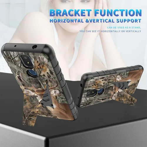 Vista 245 de Funda para AT&T Maestro Max 2021/Cricket Ovation 2 con protector de pantalla de vidrio templado, funda resistente con función atril integrada