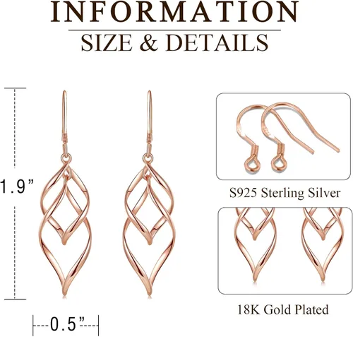 Vista 5 de Desimtion - aretes chapados en oro con forma de onda, plata fina