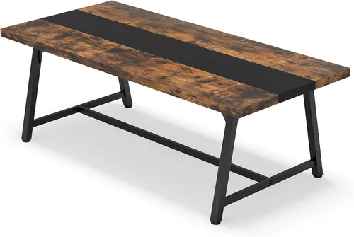 Vista 9 de Tribesigns Mesa de comedor para 8 personas, mesa de cocina rectangular de madera de 70.87 pulgadas con marco de metal resistente, mesa de comedor