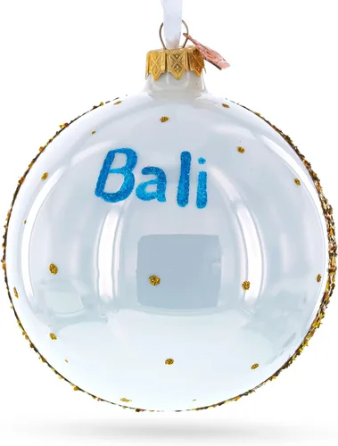 Vista 3 de Bali, Indonesia Bola de Vidrio Adorno de Navidad 4 Pulgadas