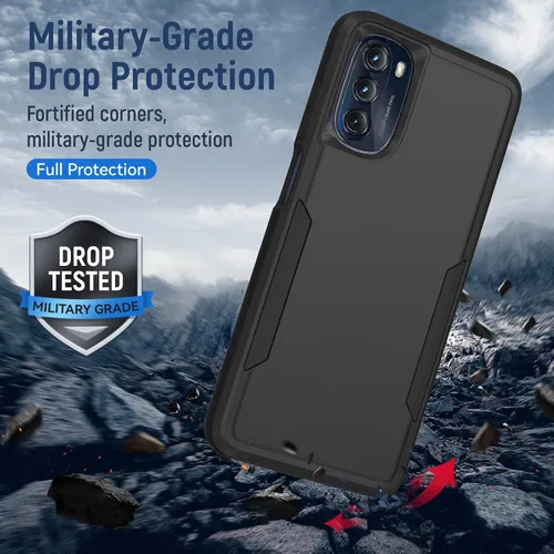 Vista 7 de Funda para Moto G 5G 2022, con protector de pantalla [prueba de caídas de grado militar], funda protectora resistente de servicio pesado robusto a