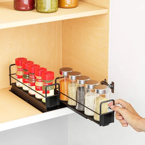 Vista 5 de SpaceAid Organizador de especias extraíble para gabinete, organizador de condimentos deslizante y resistente para armarios de cocina, organizador
