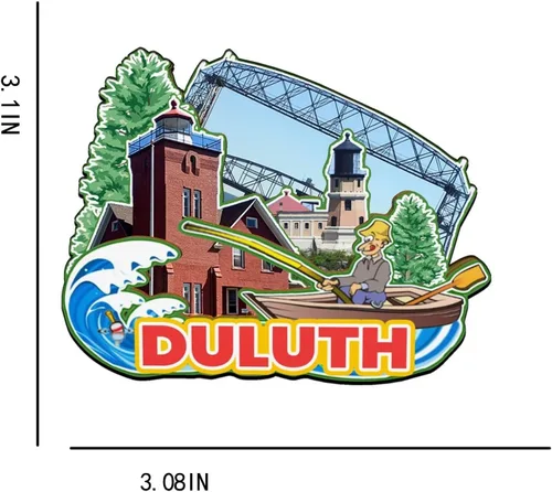 Vista 3 de Duluth Minnesota USA - Imán de madera para nevera, 3D, monumentos de viaje, coleccionables, recuerdos, decoración hecha a mano -2775