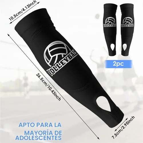 Vista 6 de Abeillo Mangas de voleibol para brazos, mangas de antebrazo con almohadillas de espuma de protección y orificio para el pulgar, mangas acolchadas