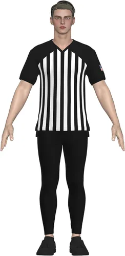 Vista 5 de GCA Pro - Camisa de árbitro de baloncesto para hombre, con bandera de Estados Unidos, manga corta, con rayas NFHS