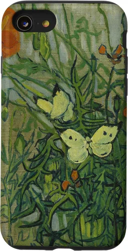 Vista 18 de Vincent Van Gogh - Carcasa para iPhone 17, diseño de mariposas y amapolas