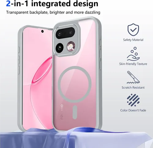 Vista 338 de Funda magnética transparente compatible con Xiaomi 17T, color negro 2 en 1 PC + TPU cubierta de teléfono a prueba de golpes, carcasa protectora