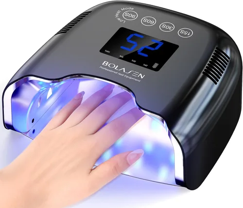 Vista 12 de BOLASEN Lámpara de uñas UV recargable inalámbrica - Luz UV para uñas de gel con reflector metálico y base de metal, secadora de uñas LED inalámbrica