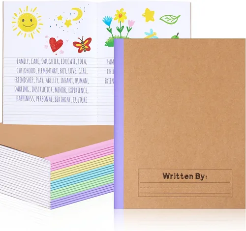 Vista 21 de Henoyso Paquete de 5 cuadernos de composición primaria, 9-3/4 x 7-1/2 pulgadas, diario primario para niños, cuaderno de escritura K-2 para niños