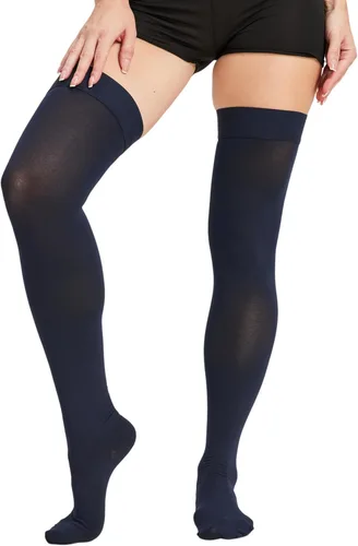 Vista 9 de TOFLY® Calcetines de compresión altos hasta el muslo para mujeres y hombres, punta cerrada de 15-20 mmHg, medias de compresión médica graduadas