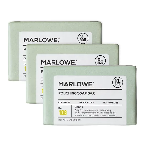 Vista 25 de Marlowe. Barra de jabón facial y corporal de carbón No.106 Charcoal soap bar detoxifies and deeply cleanses while leaving skin smooth and