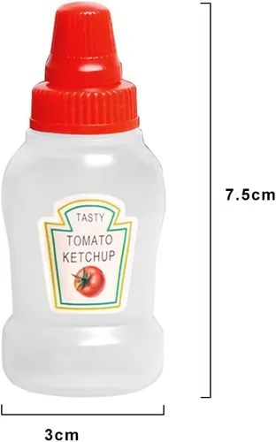 Vista 5 de 4 mini botellas de ketchup, botellas exprimibles de condimentos, botellas de salsa de plástico, aderezo de ensalada, recipientes de tomate