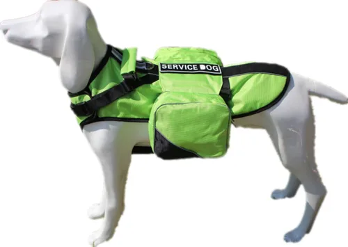 Vista 5 de Mochila de servicio para perro, chaleco de arnés extraíble con parches de etiquetas (verde, S)