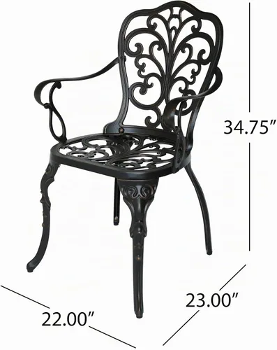Vista 6 de Christopher Knight Home Buddy Silla de comedor de aluminio fundido para exteriores (juego de 2), cobre brillante