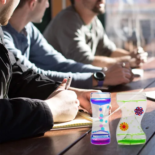 Vista 6 de Coitak Temporizador de burbujas de movimiento líquido para juegos sensoriales, juguete antiestrés, parte superior de escritorio, paquete de 3