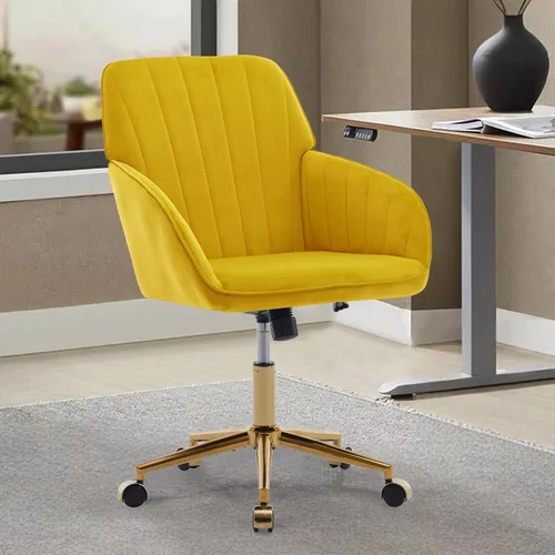Vista 10 de Silla de escritorio de terciopelo para oficina en casa, moderna silla ajustable para computadora, silla giratoria, bonitas sillas de tocador