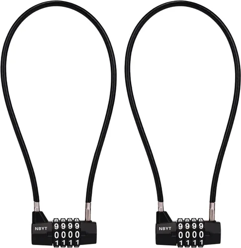 Vista 8 de Cerradura de cable combinada, cable de acero de 3/16 pulgadas, 7 pulgadas de longitud, cerradura de 4 dígitos para puertas, vallas, gabinetes