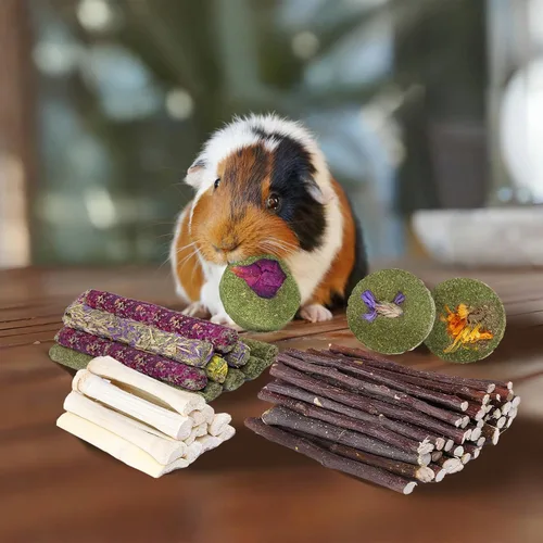 Vista 7 de 40-50 juguetes masticables de conejo, conejillo de indias, hámster, juguetes masticables de conejo, bambú dulce, palo de manzana, palo de Timothy