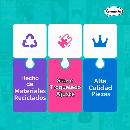 Vista 4 de Re-Marks Feline Tales - Rompecabezas de 1000 piezas para todas las edades, rompecabezas de libros de gatos, rompecabezas familiar