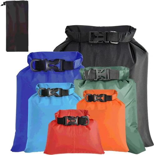 Vista 7 de 6 bolsas secas impermeables, bolsas secas ligeras para kayak, impermeables, bolsa impermeable al aire libre para kayak, senderismo, canotaje