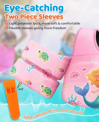 Vista 52 de HeySplash Swim Vest for Kids, Puddle Float Jumper with Safety Buckle