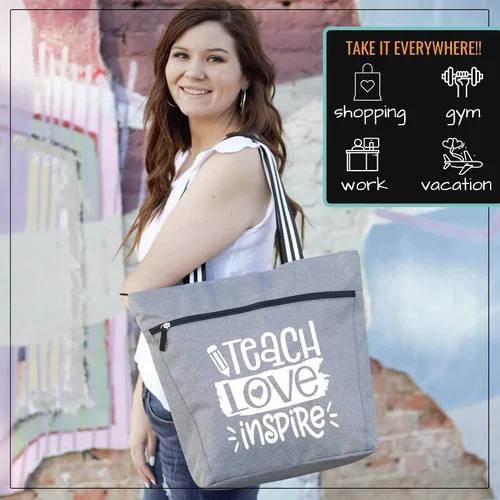 Vista 5 de Brooke & Jess Designs Teacher Tote Bag for Work - Teacher Handbag Gifts for Women, Teacher Bag Best Teacher Appreciation Gift