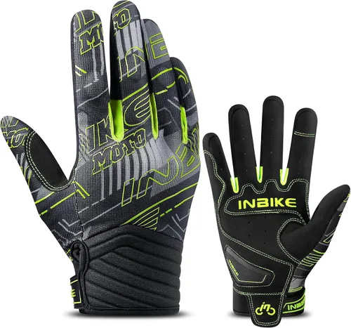 Vista 9 de INBIKE Guantes transpirables de motocross para hombre, con protección de nudillos duros, pantalla táctil para motocicleta, deportes de motor