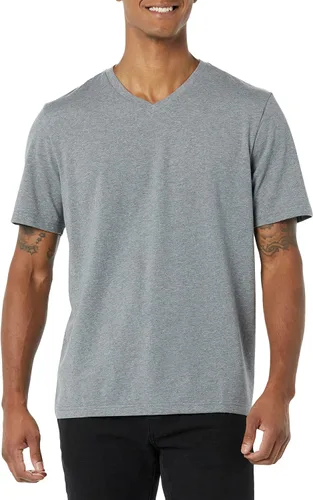 Vista 2 de Tienda Essentials Camiseta de manga corta con cuello en V para hombre (disponible en tallas grandes y altas), paquete de 2