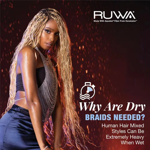 Vista 7 de Sensationnel Ruwa cabello para trenzas preestirado - 3x 36 pulgadas repelente al agua kanekalon sintético de secado rápido deportivo sin picazón