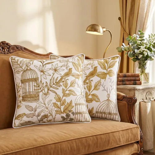 Vista 8 de patdrea Funda de almohada de terciopelo francés de diseño, 18 x 18 pulgadas Aviario