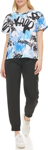 Vista 2 de Karl Lagerfeld Paris Blusa deportiva de manga corta para mujer