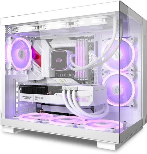 Vista 9 de PCCOOLER C3T500 ARGB Chasis para PC Mid Tower Escritorio Superior para PC Gaming para ATX/M-ATX/ITX con 6 Ventiladores ARGB, Diseño Sin Columnas