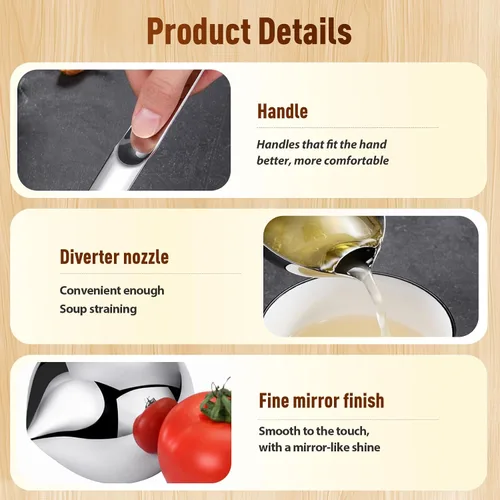 Vista 6 de Stainless Steel Oil Separator Soup Ladle,2026 NEW Fat separator，2