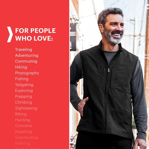 Vista 3 de Chaleco RFID de viaje, para hombre, con 26 bolsillos, de SCOTTeVEST