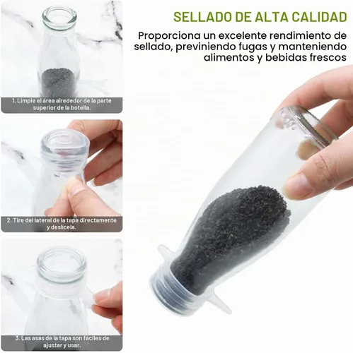 Vista 4 de Tapas elásticas de silicona, sello reutilizable para botellas