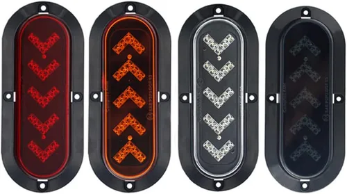 Vista 2 de 2 luces traseras para remolque, flecha secuencial, parada de freno, luces LED de circulación diurna, 25 LED, 6 pulgadas, ovaladas, luz de señal