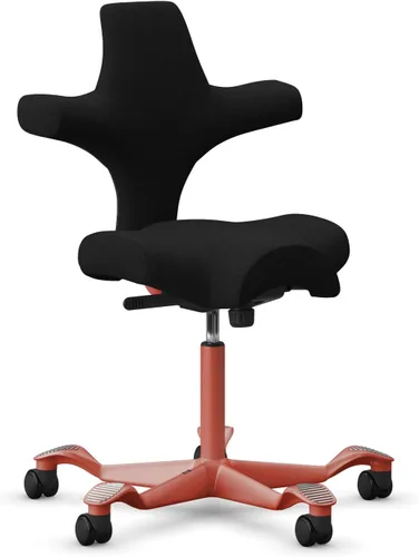 Vista 34 de HAG Capisco Sit to Stand - Silla de pie con marco negro, tapizada de ónix negro con anillo para el pie Negro Onyx