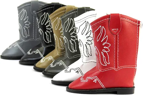 Vista 2 de American Fashion World Botas vaqueras de águila americana marrón para muñecas de 18 pulgadas Calidad premium y diseño moderno Zapatos de muñecas