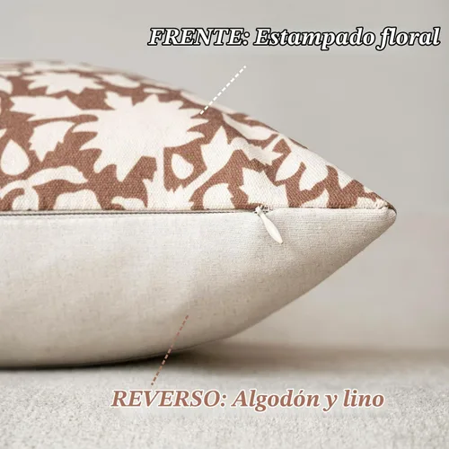 Vista 2 de Foindtower - Juego de 2 fundas de almohada decorativas con flores neutras estilo farmhouse, fundas de almohada boho para sofá, sofá cama