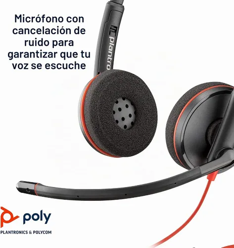 Vista 4 de Plantronics Blackwire C3220 - Auriculares estéreo con conexión USB-C, cancelación de ruido, protector de sonido y brazo flexible para micrófono