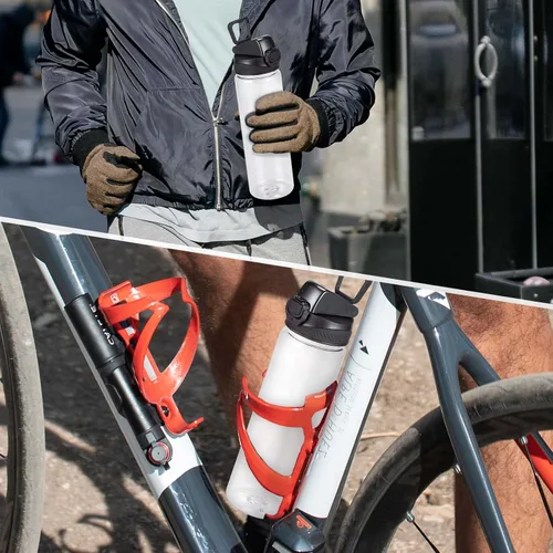 Vista 6 de SUNNOW Paquete de 6 botellas de agua transparentes a granel, botellas de agua de plástico reutilizables de 24 onzas con tapa y asa para beber, a
