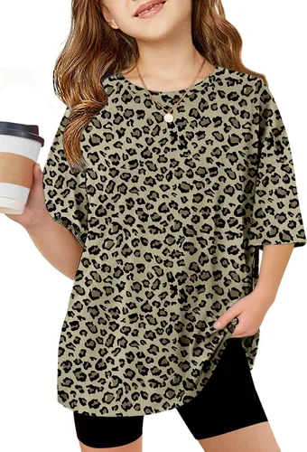 Vista 13 de Arshiner Camisetas de gran tamaño para niñas, camisetas básicas suaves y casuales de verano Negro