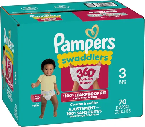 Vista 12 de Pañales Pampers - Swaddlers 360° - Talla 3, 70 unidades, hasta 100% de protección contra fugas, ajuste cómodo y seco, diseñado para cambios fáciles