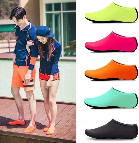 Vista 6 de Zapatos de deportes acuáticos descalzos de secado rápido, calcetines de yoga acuáticos, zapatos de surf para hombres, mujeres, niños, naranja, XXL