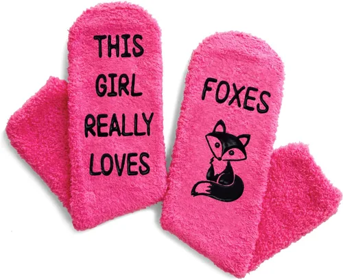 Vista 3 de HAPPYPOP Fox Gifts - Calcetines de zorro para mujeres y niñas, divertidos calcetines divertidos, calcetines mullidos, regalos para ella, Zorro Rosa
